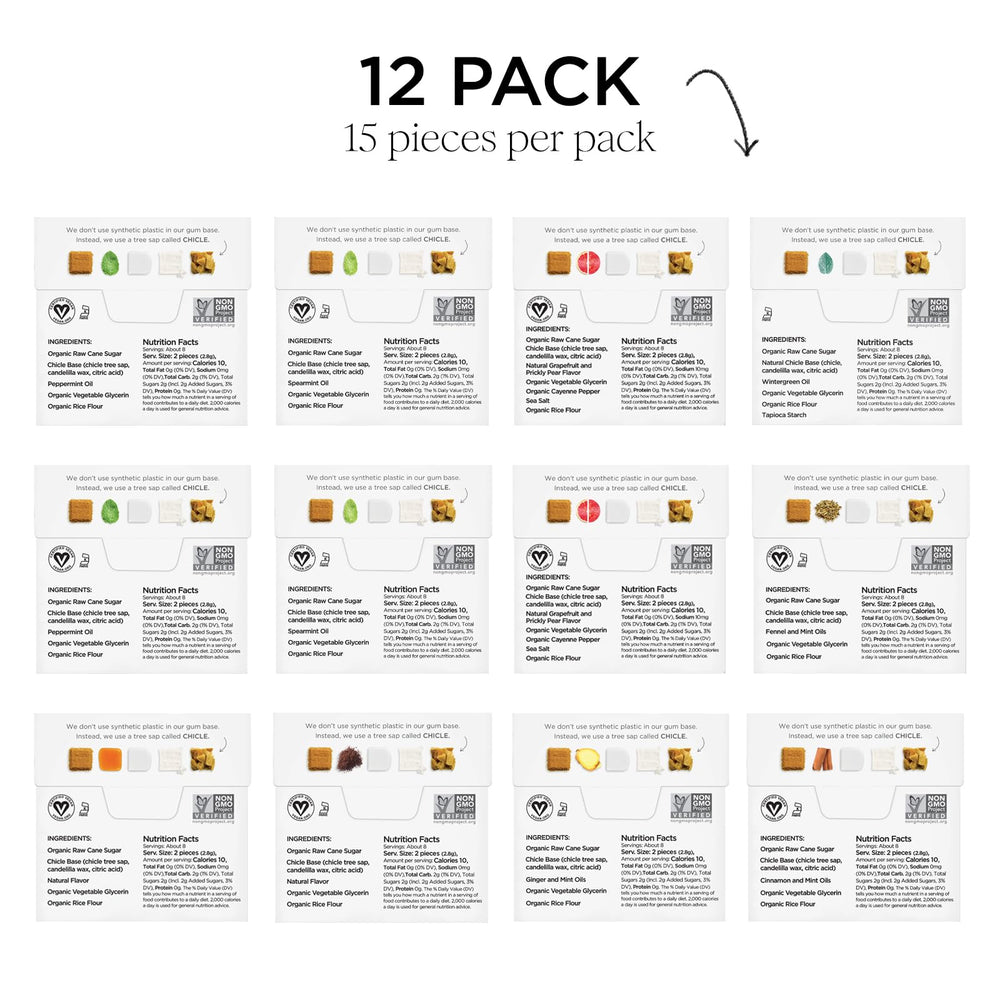 Simply Gum packaging-free display emphasizing eco-friendly, plastic-free chewing solution.