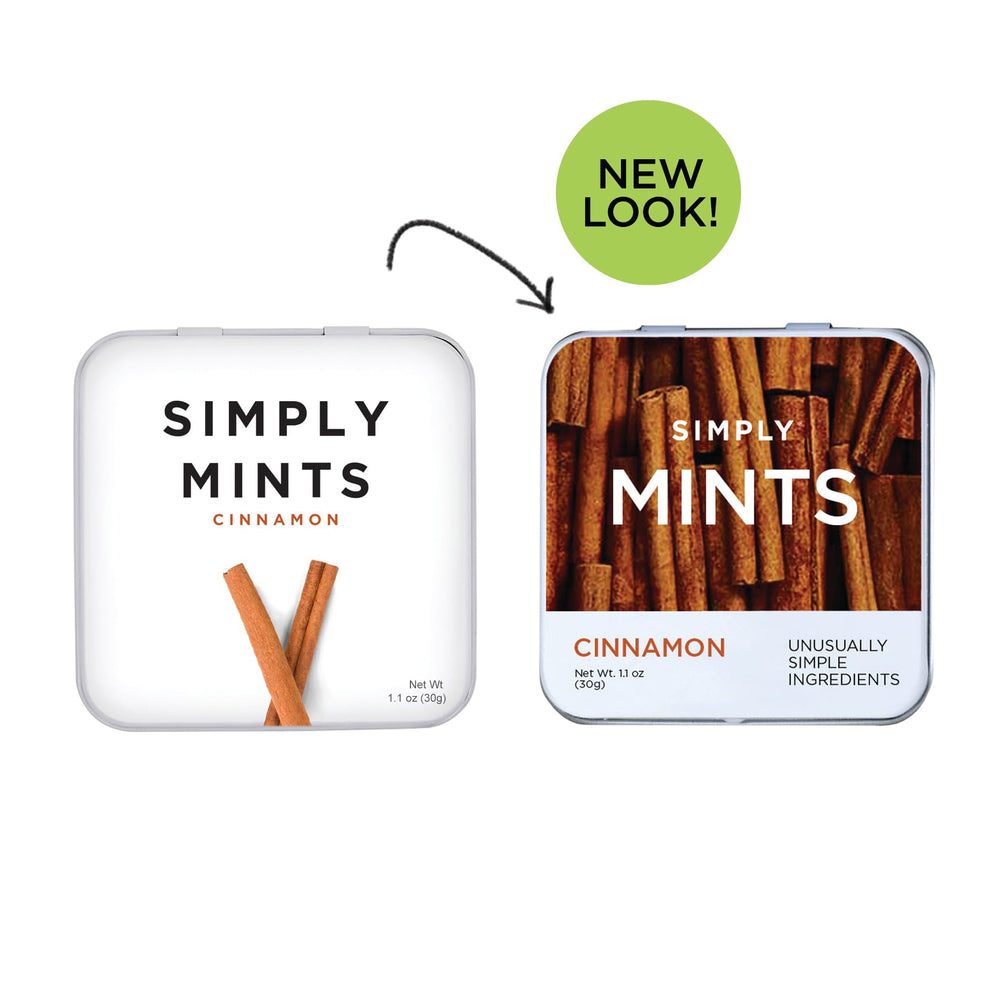 Lifestyle shot suggests daily refresh with Simply Gum cinnamon mints