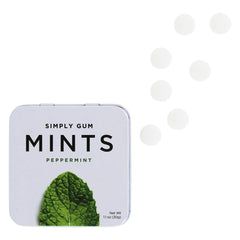 Packaging open with mints showing vegan non-GMO ingredients