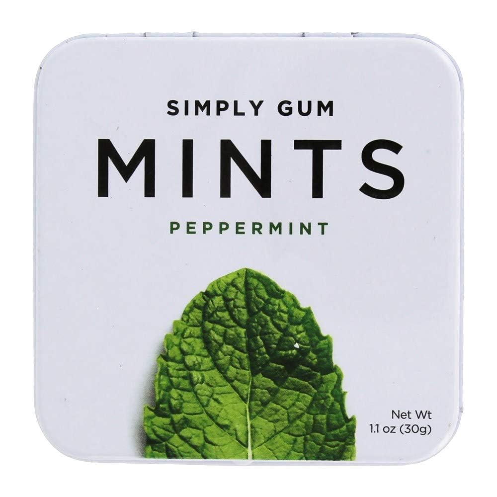 Simply Mints peppermint tin closeup for long-lasting fresh breath