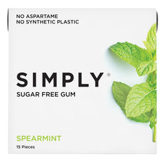 SIMPLY Gum spearmint pack six 90 pieces for long-lasting breath.