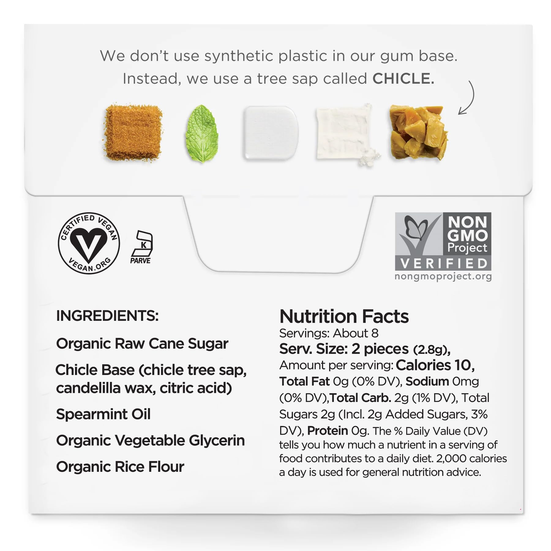 Simply Gum Spearmint pieces close-up showing natural color and texture
