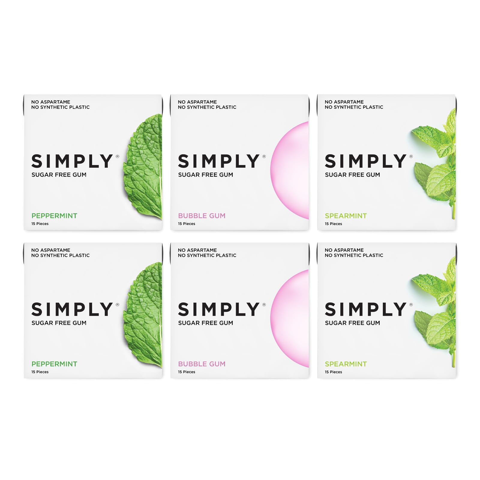 SIMPLY Gum variety pack Bubblegum image shows plastic-free chew for long-lasting freshness
