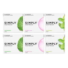 SIMPLY Gum variety pack Bubblegum image shows plastic-free chew for long-lasting freshness