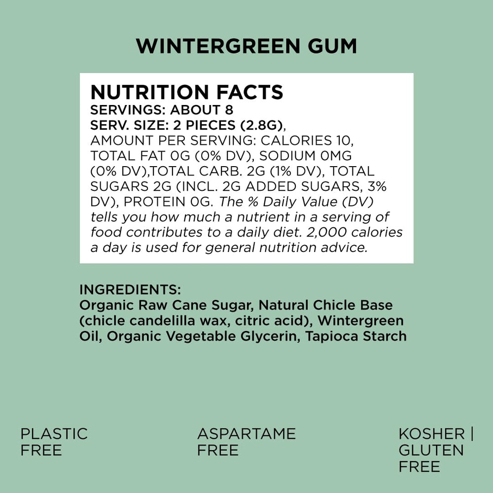SIMPLY Gum Wintergreen eco-packaging box appeals to sustainable shoppers.