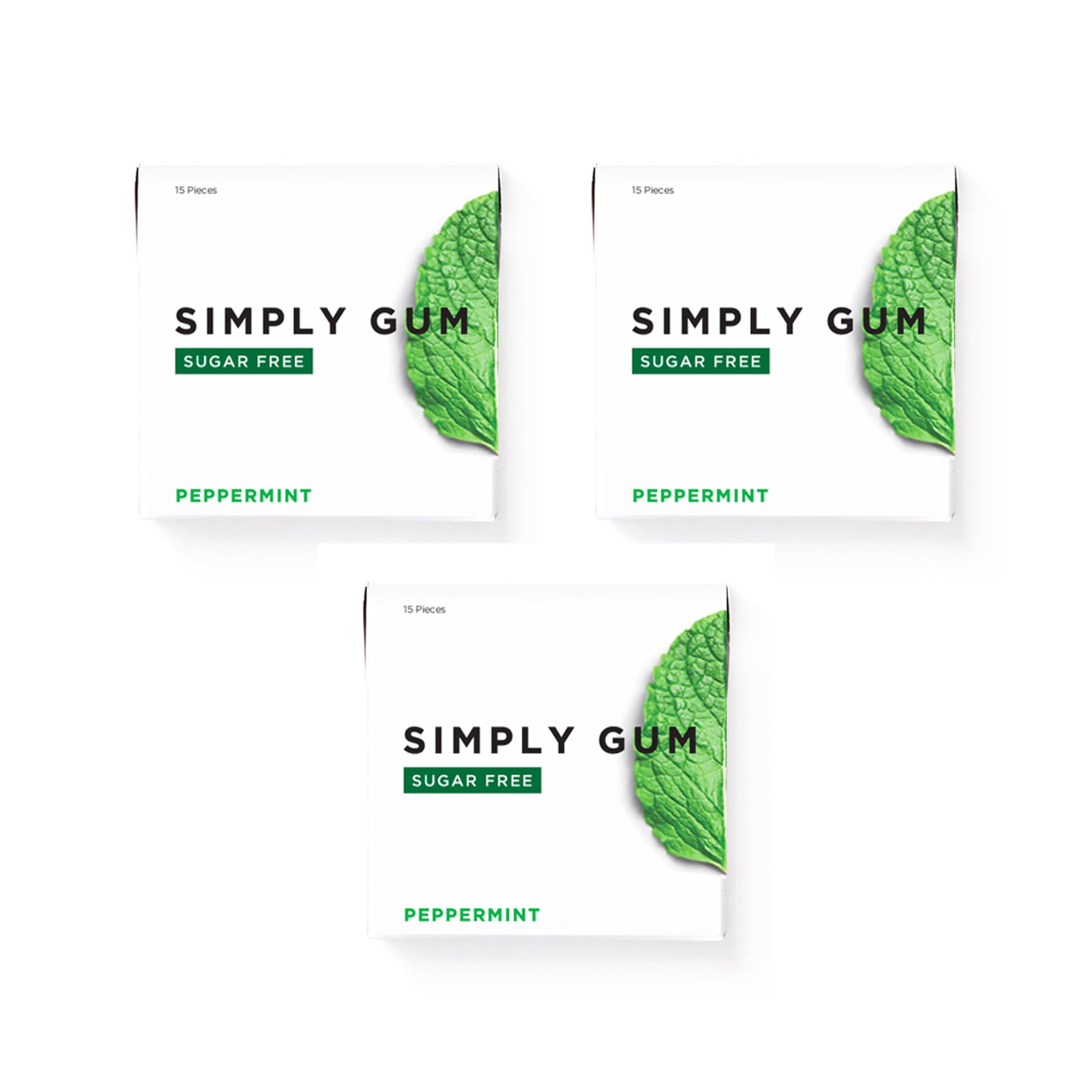 SIMPLY Gum xylitol sugar-free panel emphasizes plant-based sweetness.