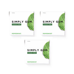 SIMPLY Gum xylitol sugar-free panel emphasizes plant-based sweetness.