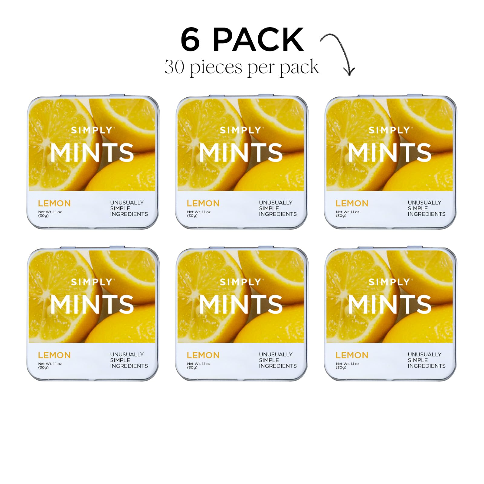 Simply Mints 180 mints total promise lasting flavor across six tins