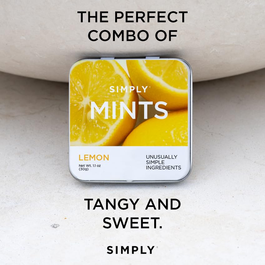 Simply Mints ingredients list highlights natural lemon flavor and simplicity