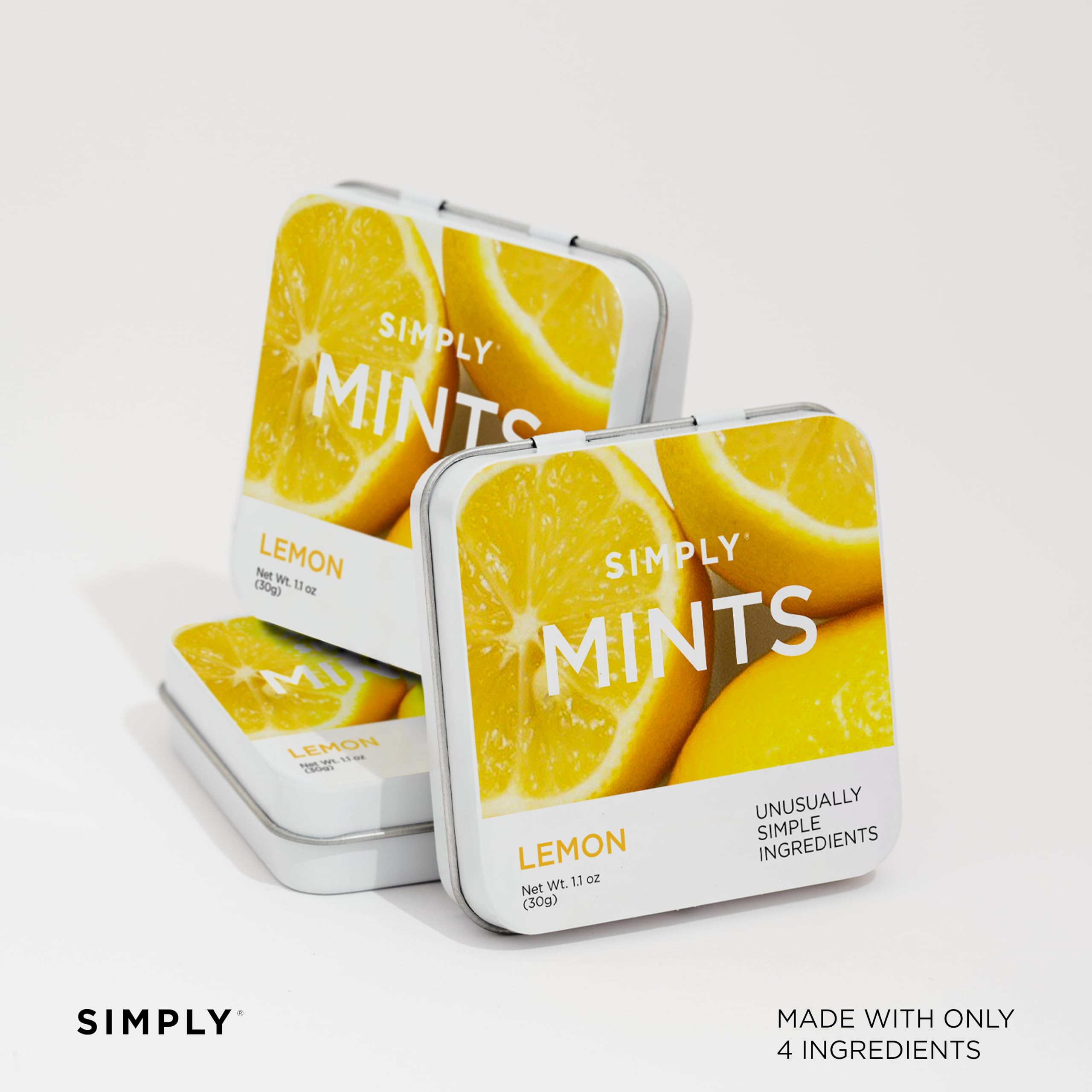 Simply Mints lemon candies on desk capture convenient citrus refreshment
