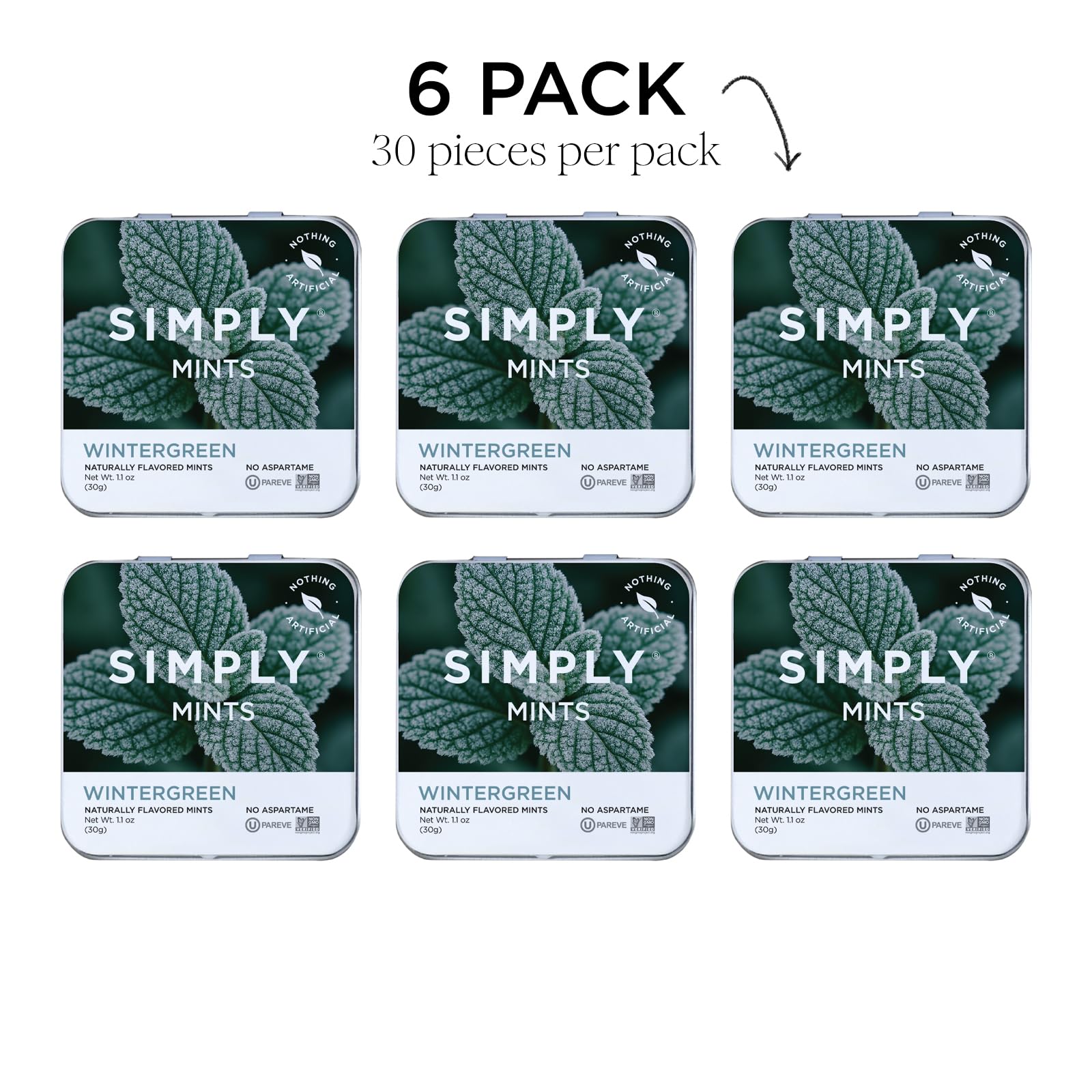 The ingredients list on Simply Mints wintergreen emphasizes simple, recognizable components.