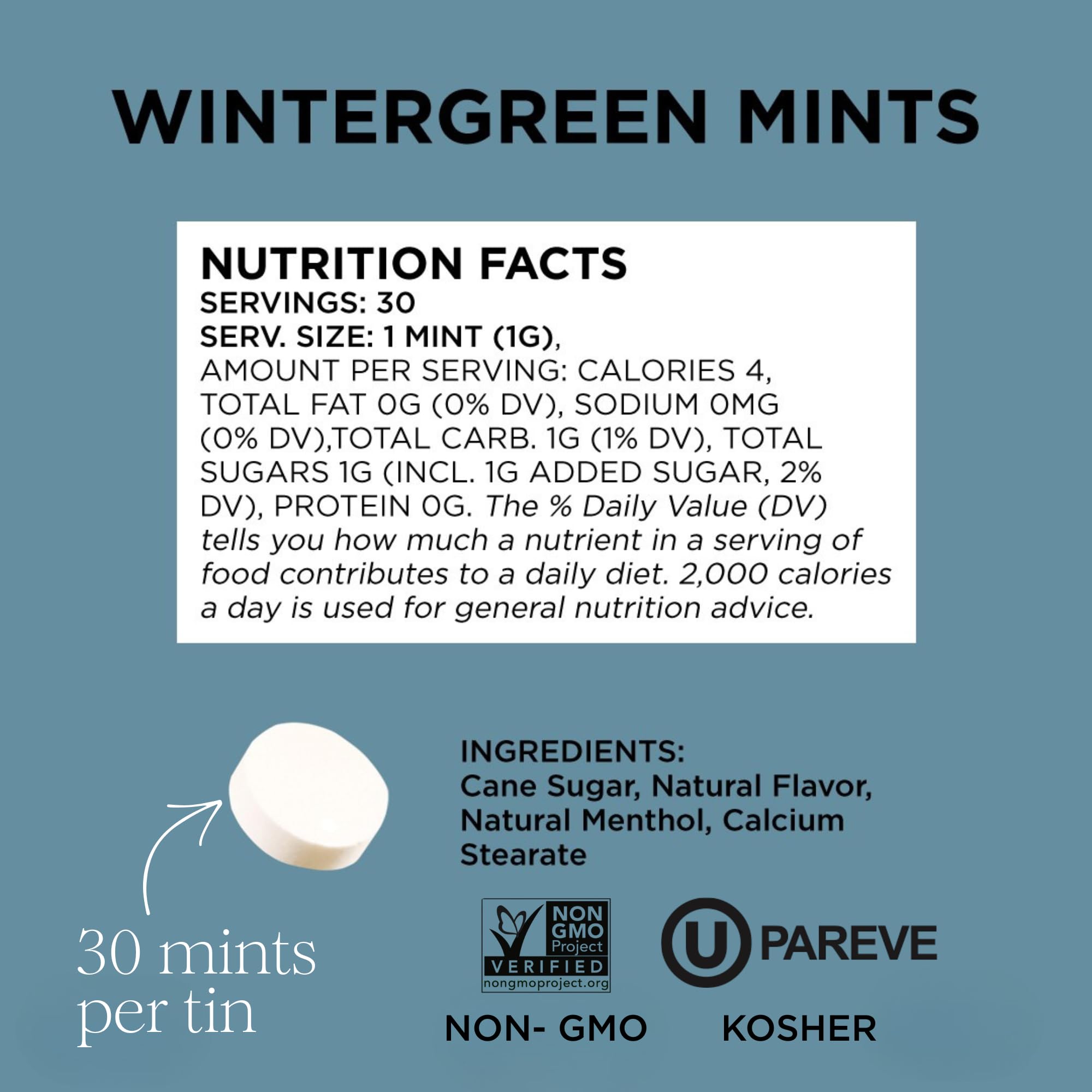Open Simply Mints wintergreen tin reveals real wintergreen oil flavor.