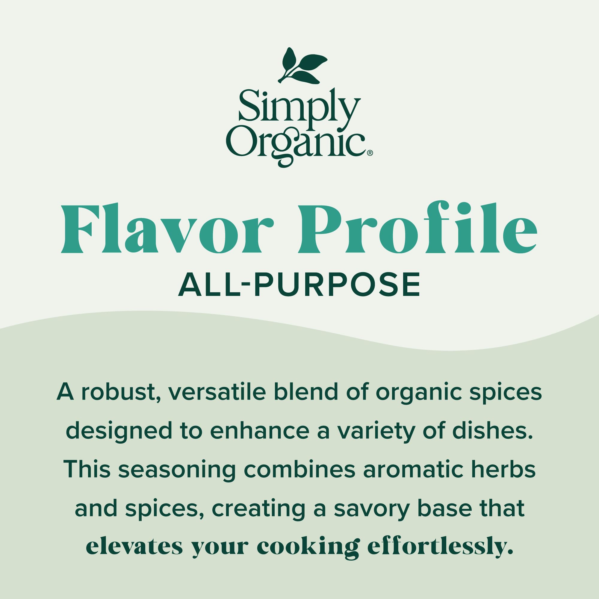 Simply Organic all-purpose seasoning label front highlighting organic quality