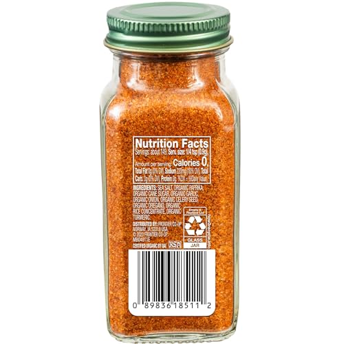 Simply Organic All-Seasons Salt bottle closeup showing herb blend