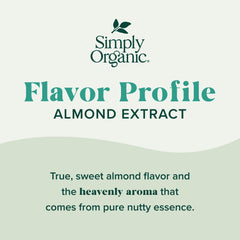 Ingredients label on Simply Organic Almond Extract highlights organic, kosher quality.