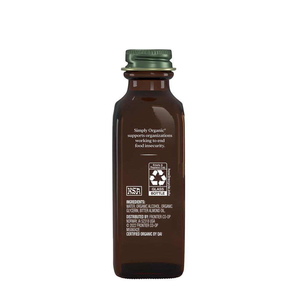 Simply Organic Almond Extract pour demonstrates smooth flow for recipes.