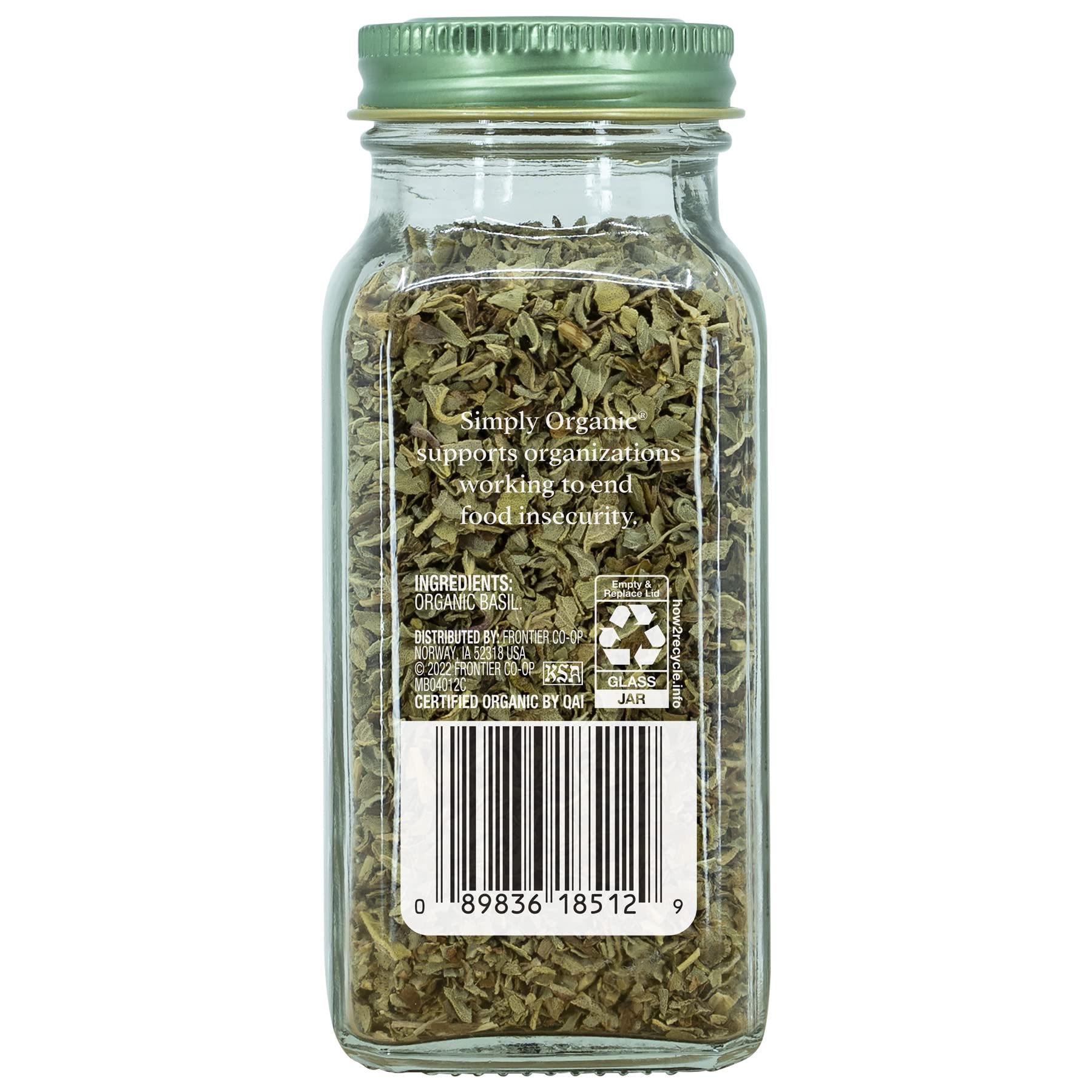 Simply Organic Basil label closeup shows certified organic status for cooking