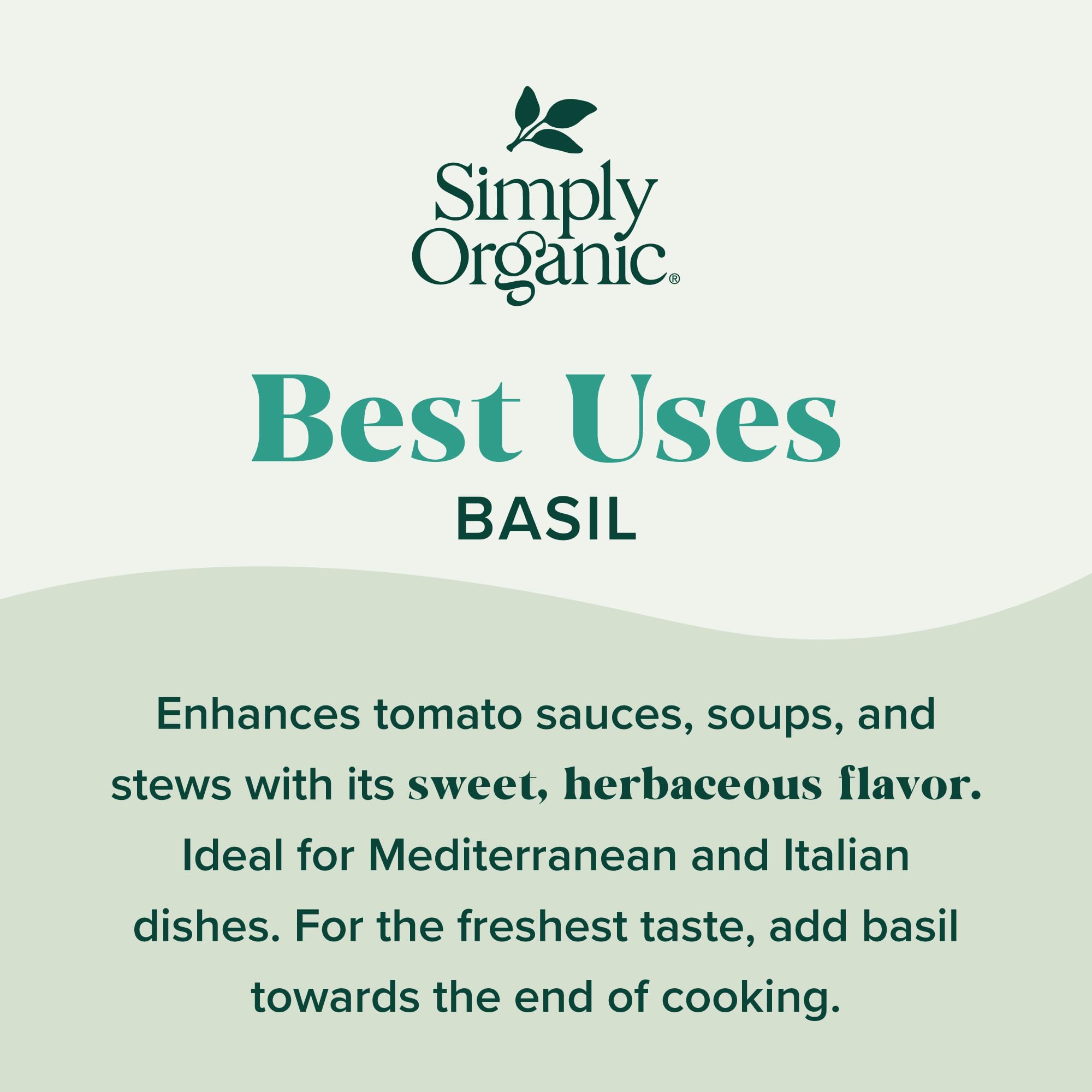 Simply Organic Basil enhances salads with a bright, fragrant finish for summer meals.