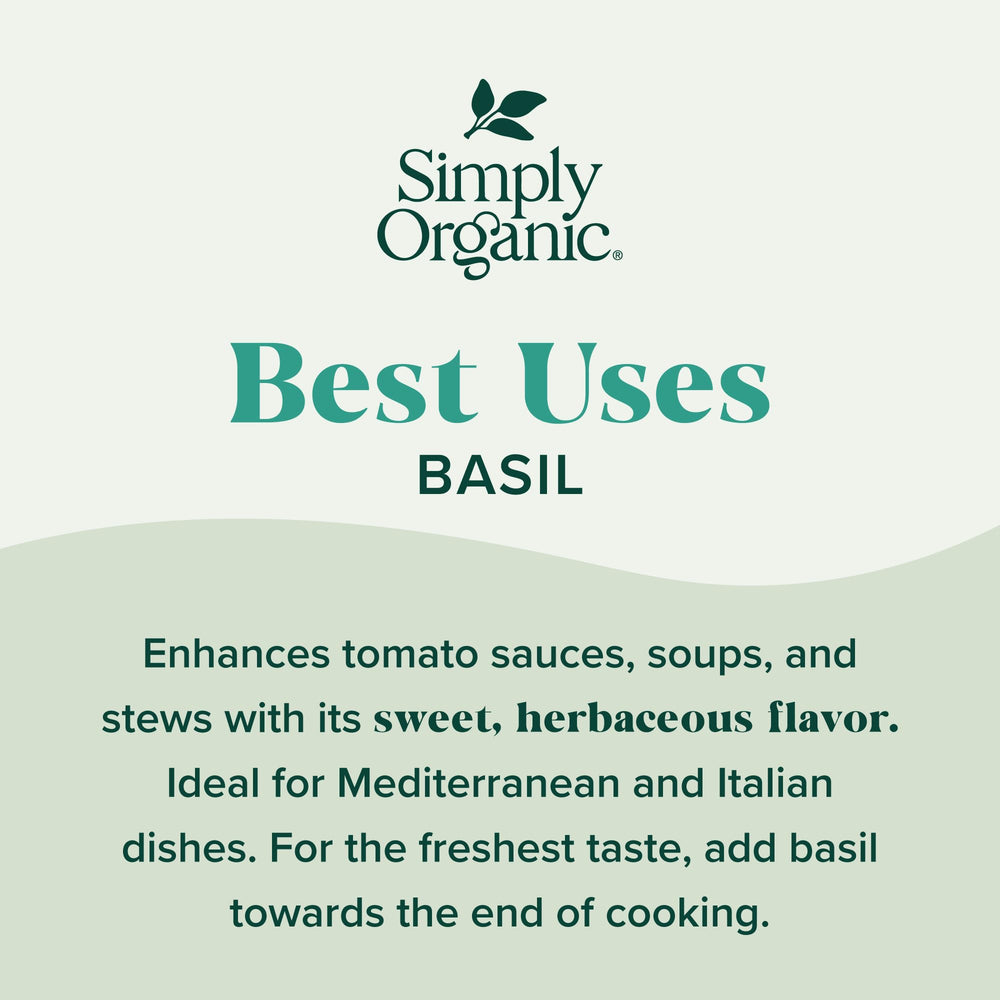 Simply Organic Basil enhances salads with a bright, fragrant finish for summer meals.