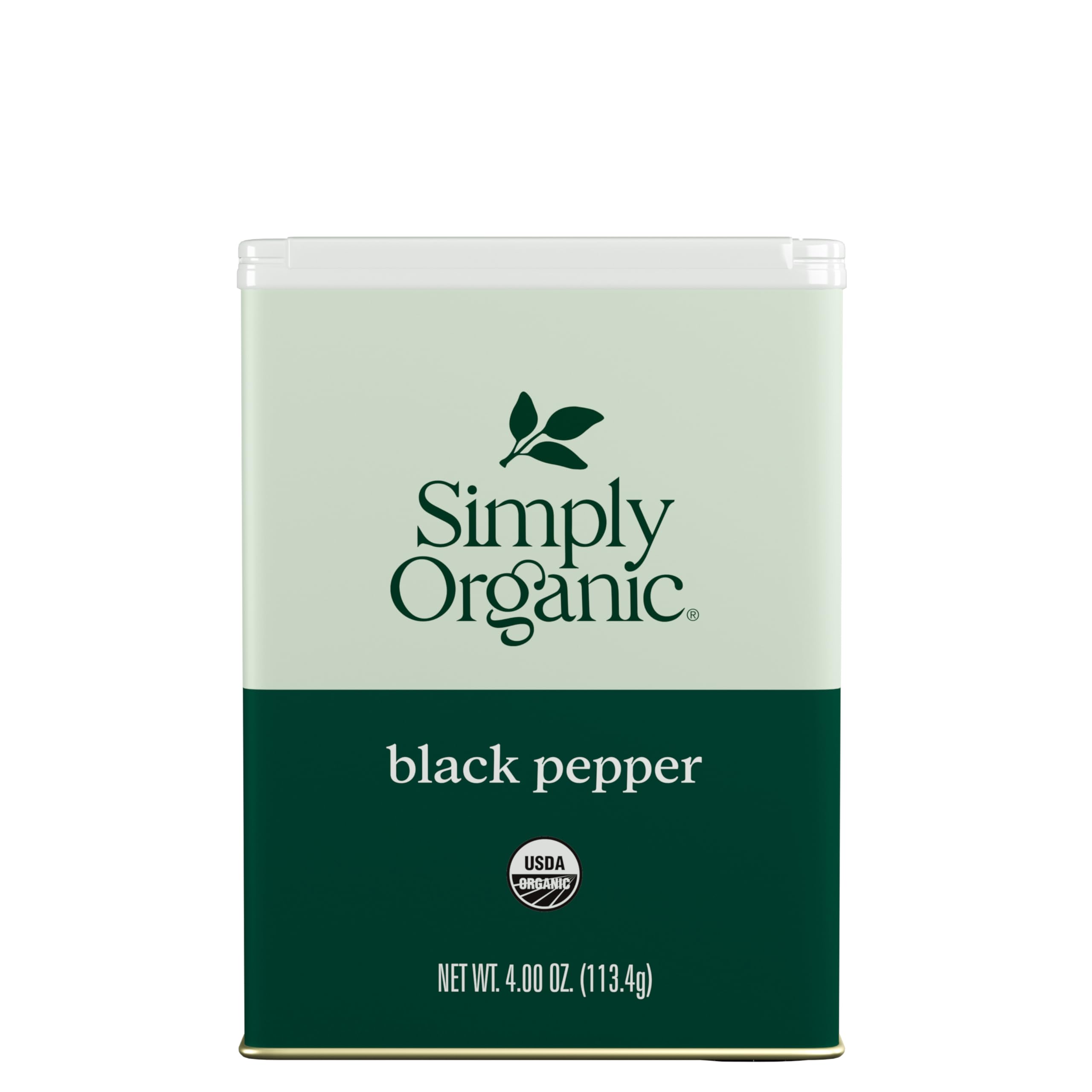 Simply Organic Black Pepper bottle close-up, enhances flavor in everyday cooking.