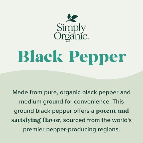 Simply Organic Black Pepper dish scene, fragrant spice for roasts and veggies.