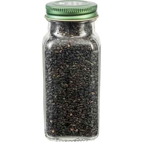 Simply Organic black whole sesame seeds close-up showing unhulled shells for intense flavor.