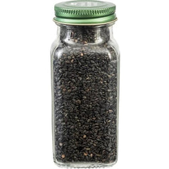 Simply Organic black whole sesame seeds close-up showing unhulled shells for intense flavor.