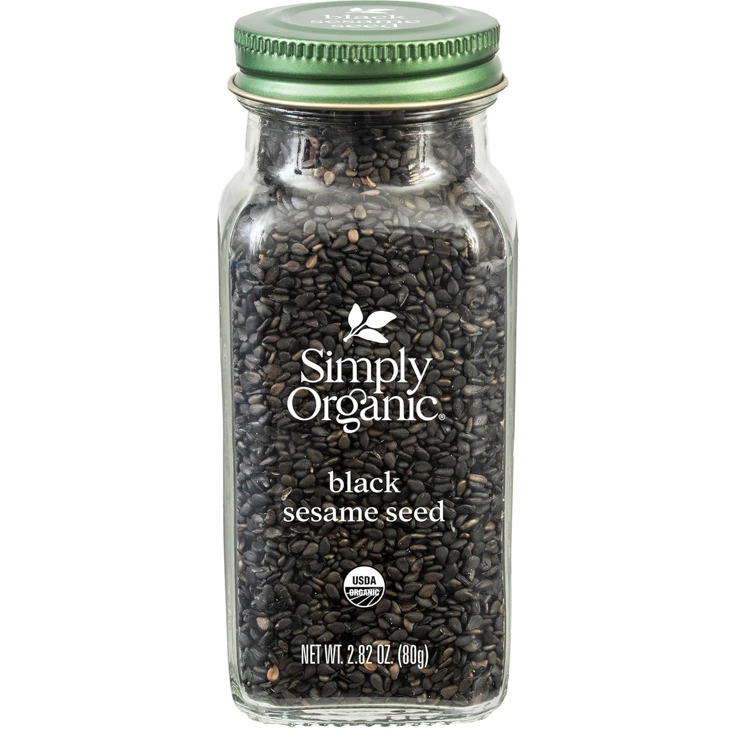 Simply Organic black whole sesame seeds in a jar add crunchy texture and rich color.