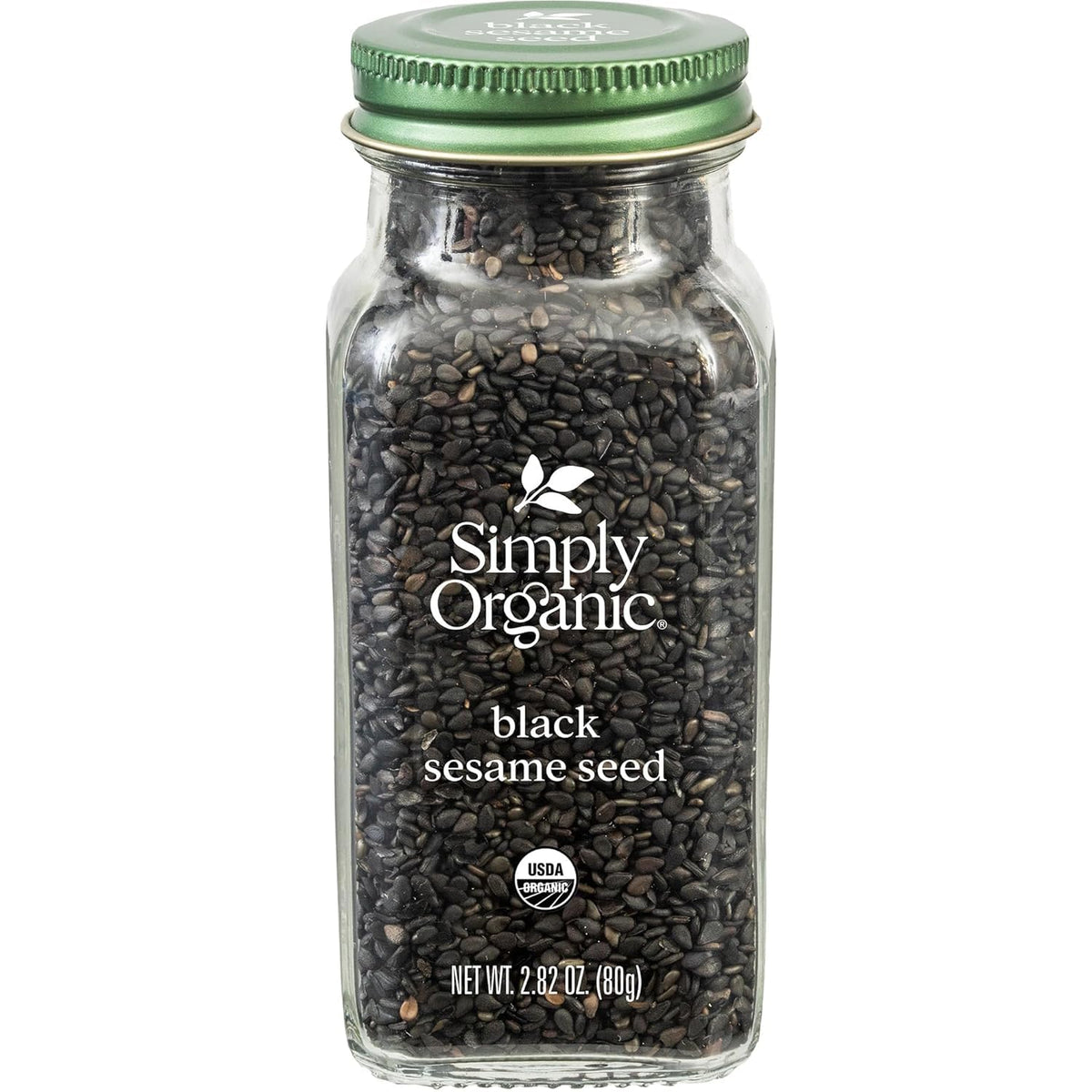 Simply Organic black whole sesame seeds in a jar add crunchy texture and rich color.