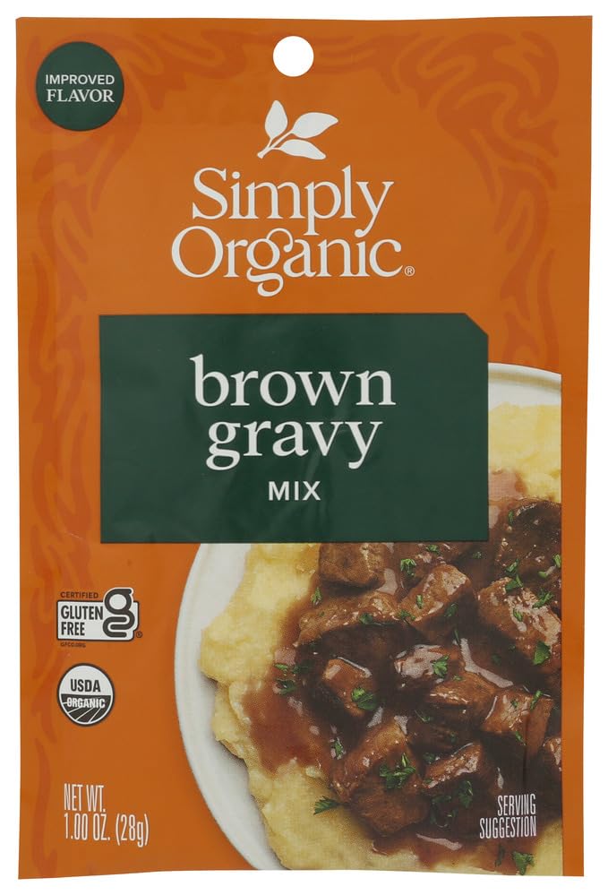 Simply Organic Brown Gravy Mix packaging with organic certification and label details