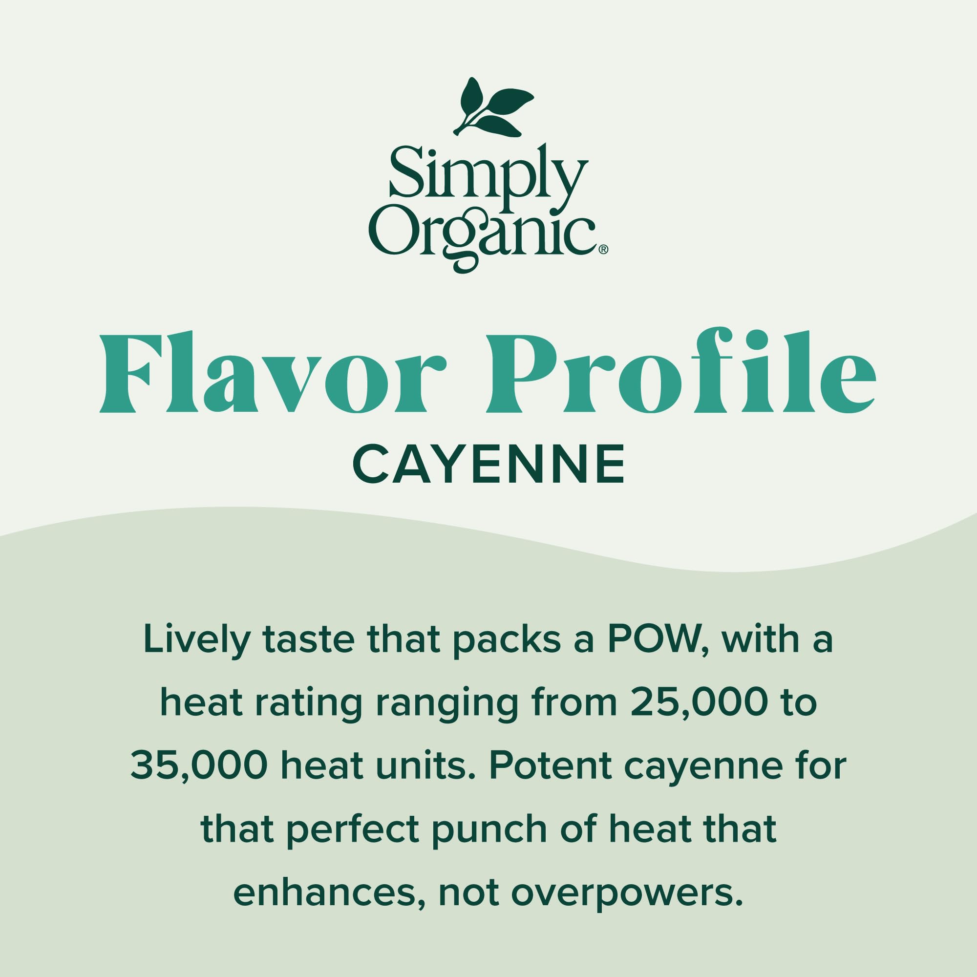 Simply Organic Cayenne Pepper dusting dish captures a pinch of heat on food.
