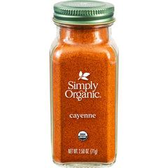 Simply Organic Cayenne Pepper ground powder adds fiery heat and vibrant color for sauces.