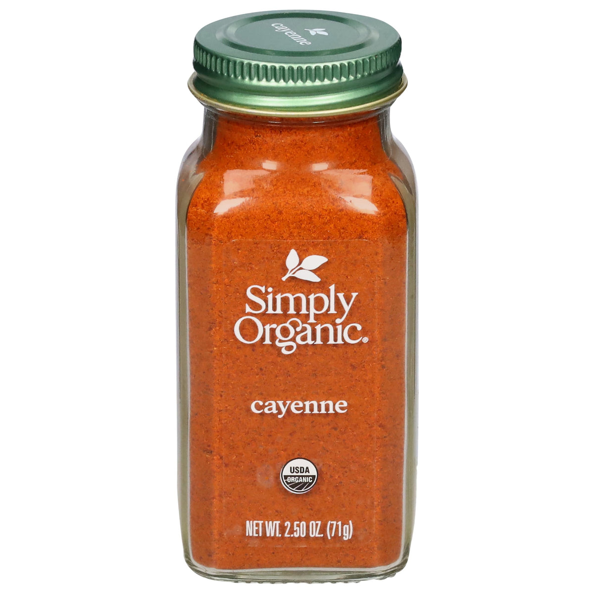 Simply Organic cayenne pepper jar with vibrant red spice for bold heat