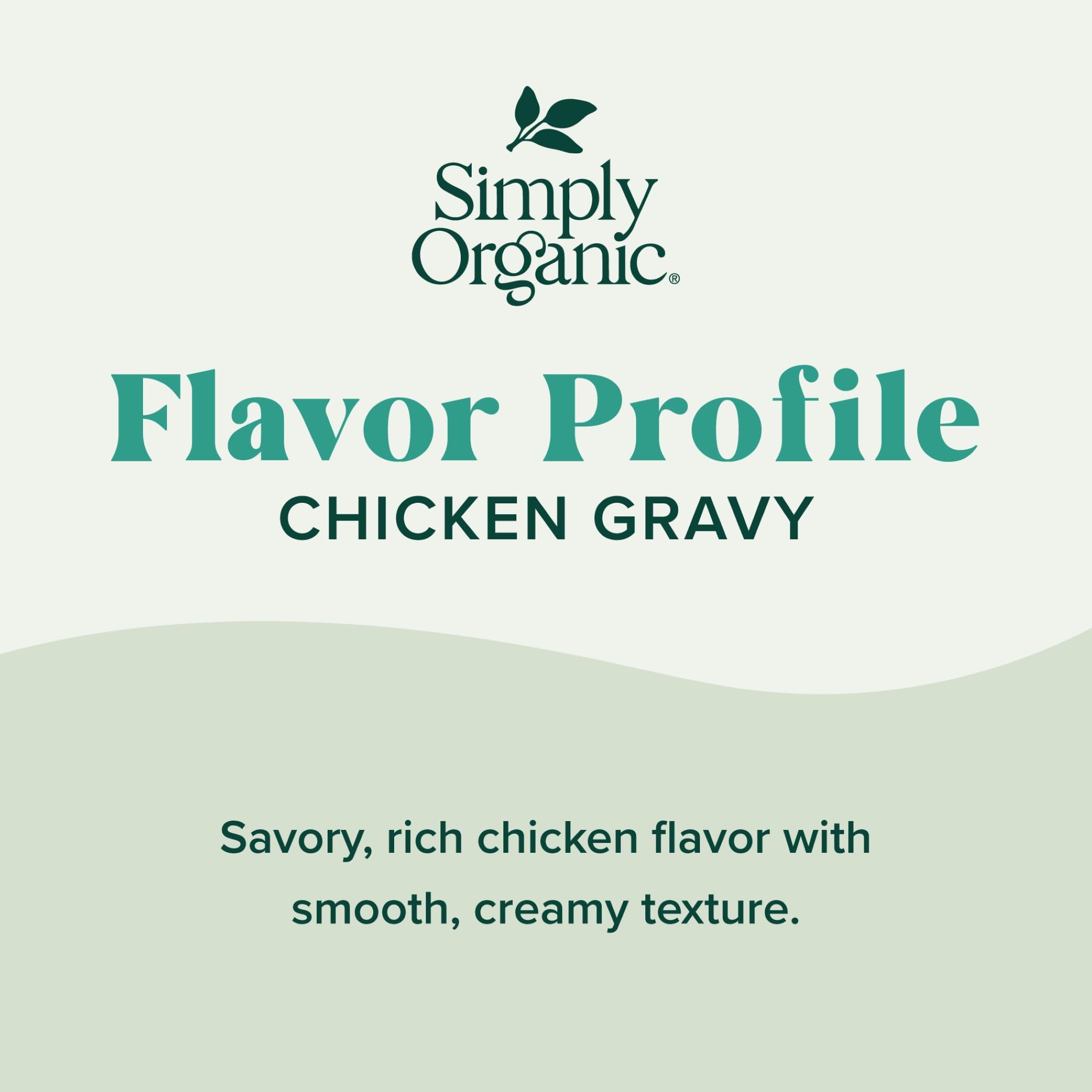 Organic and kosher label on Simply Organic Chicken Gravy Mix package.