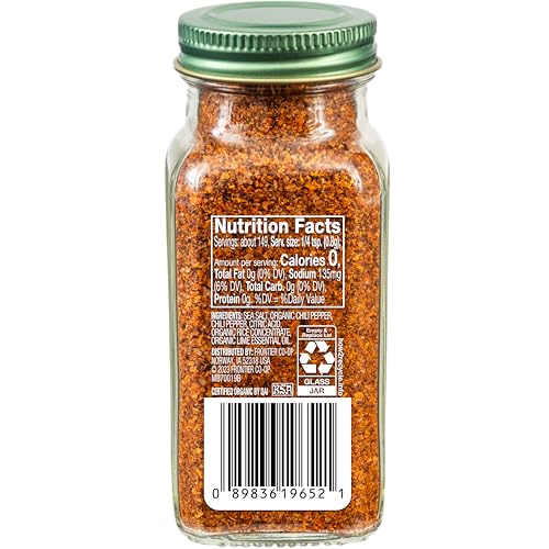 Simply Organic Chili Lime jar close-up highlighting organic ingredients and aroma