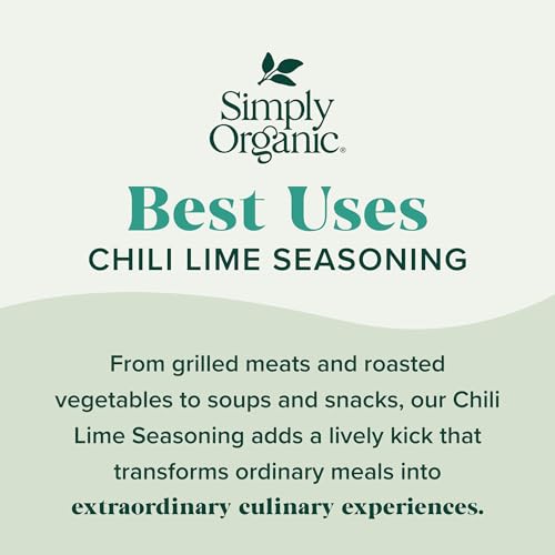 Simply Organic Chili Lime seasoning spice mix on kitchen counter