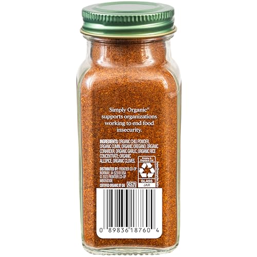 Simply Organic chili powder with rice concentrate detail helps prevent clumping.