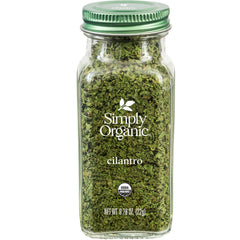 Simply Organic cilantro leaf dried bottle adds bright note to salsas and soups.