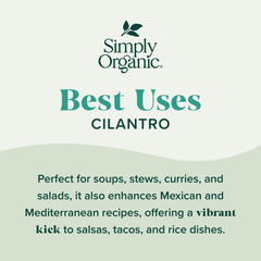 Simply Organic cilantro leaf dried leaves in pantry promote convenient cooking.