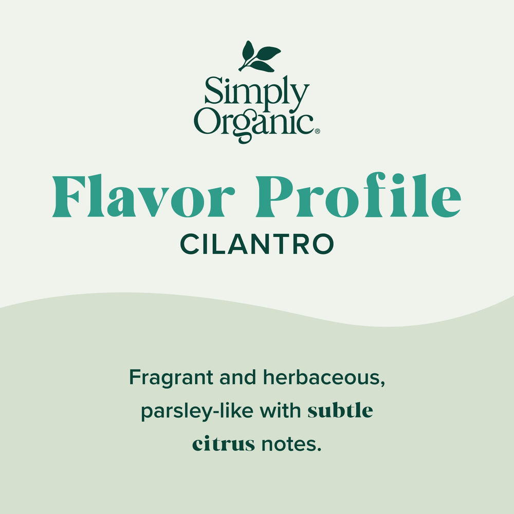 Simply Organic cilantro leaf in spice blend showcases versatile flavor for rubs.