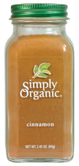 Simply Organic Cinnamon Ground glass bottle, premium spice for recipes.
