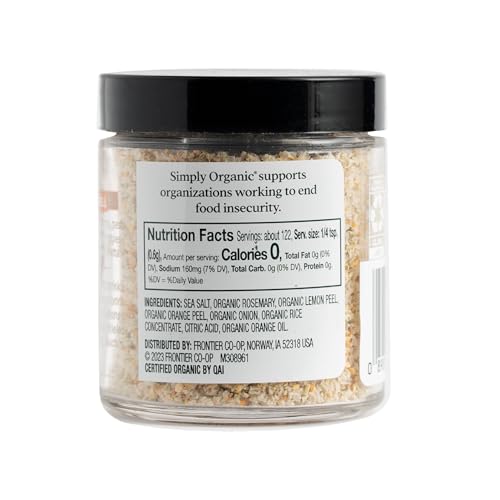 Label of Simply Organic Citrus Rosemary Finishing Salt highlights organic ingredients.