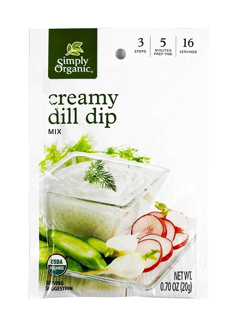Simply Organic Creamy Dill Dip ready-to-dip with sour cream for fresh flavor