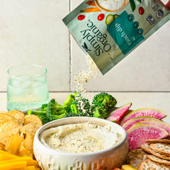 Simply Organic Ranch Dip Mix ingredients emphasize organic, gluten-free seasonings.