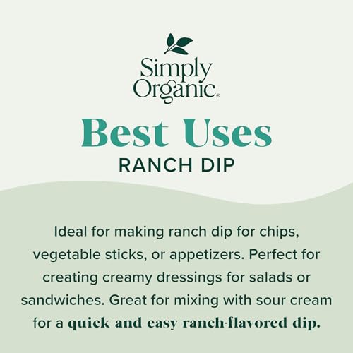 Simply Organic Ranch Dip Mix serving bowl setup ideal for parties.