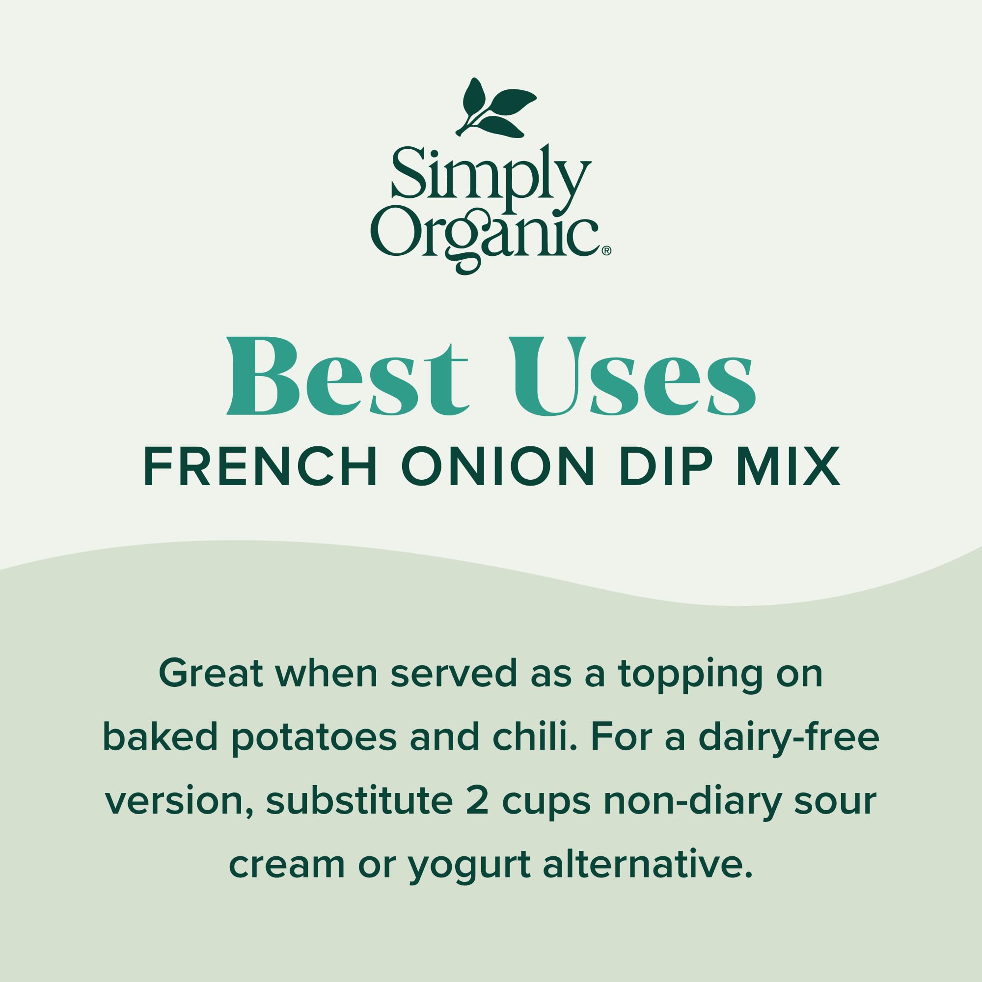 Serving plate with Simply Organic French Onion Dip and chips for a party setup
