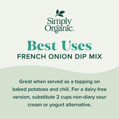 Serving plate with Simply Organic French Onion Dip and chips for a party setup