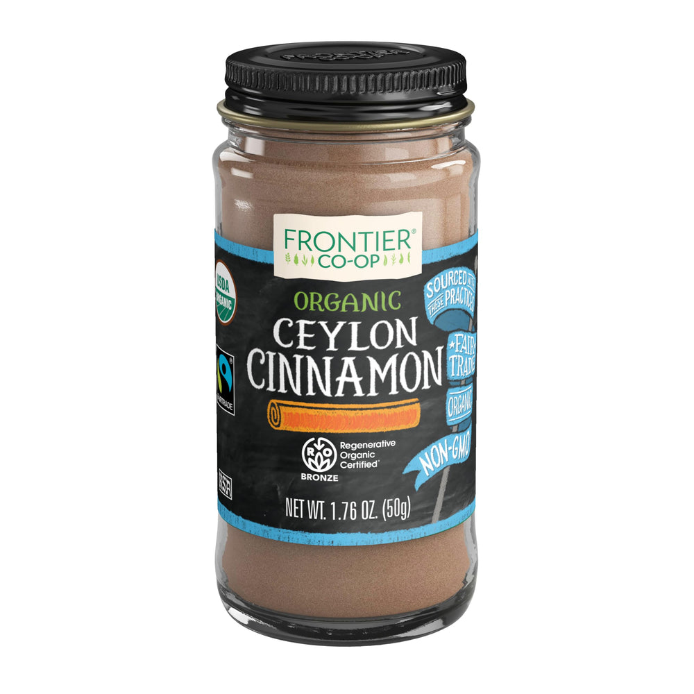 Simply Organic Frontier Cinnamon jar shows warm Ceylon flavor for baking