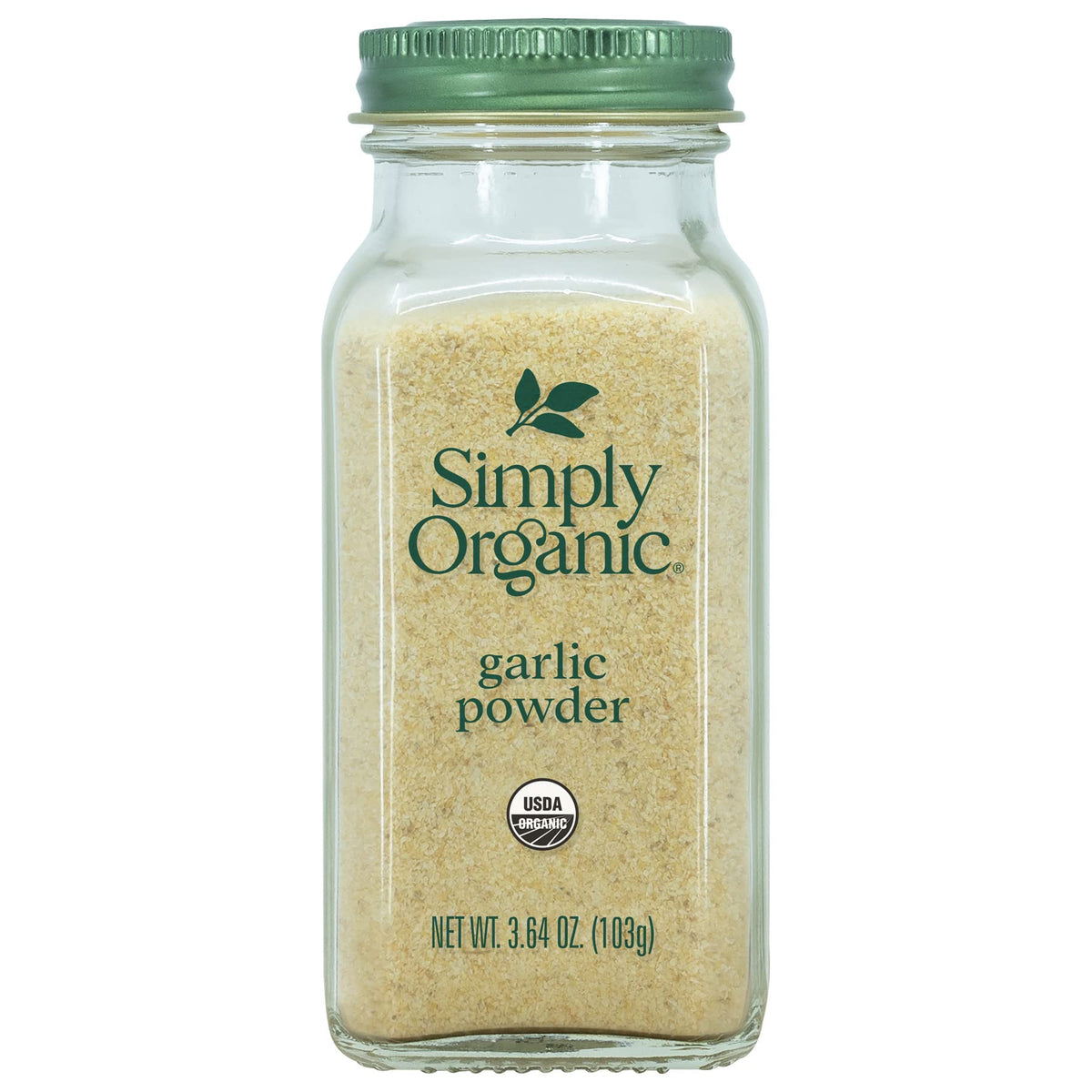 Simply Organic Garlic Powder bottle ready for quick, fresh flavor in a variety of dishes