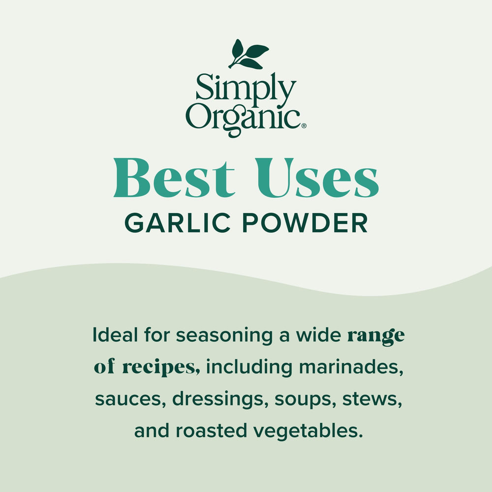 Simply Organic Garlic Powder dust on roasted vegetables adds savory depth.